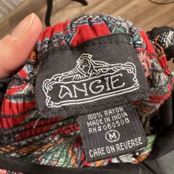 Angie Abstract Tank Bohemian Boho Maxi Sun Dress Black Red Medium Southwestern - Picture 2 of 11